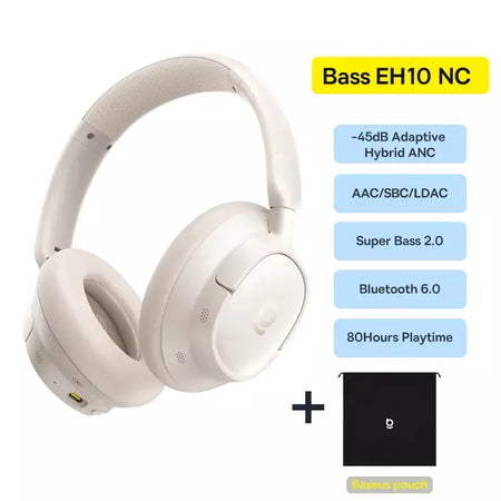 Baseus bowie h1s fones de ouvido sem fio bluetooth 5.4 cancelamento de ruído 46db sobre a orelha fone de ouvido de áudio espacial de alta resolução 120h tempo