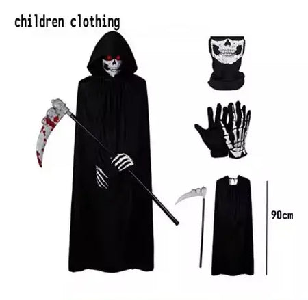 Fantasia de Cosplay de Halloween para Crianças e Adultos, Esqueleto Durável, Robe Fantasma, 2025