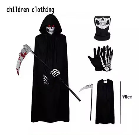 Fantasia de Cosplay de Halloween para Crianças e Adultos, Esqueleto Durável, Robe Fantasma, 2025