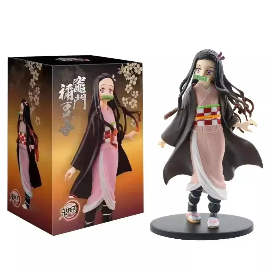 Anime figura demônio slayer figuras kimetsu não yaiba boneca tanjiro nezuko zenitsu estatueta inosuke guerreiro figura de ação modelo brinquedos