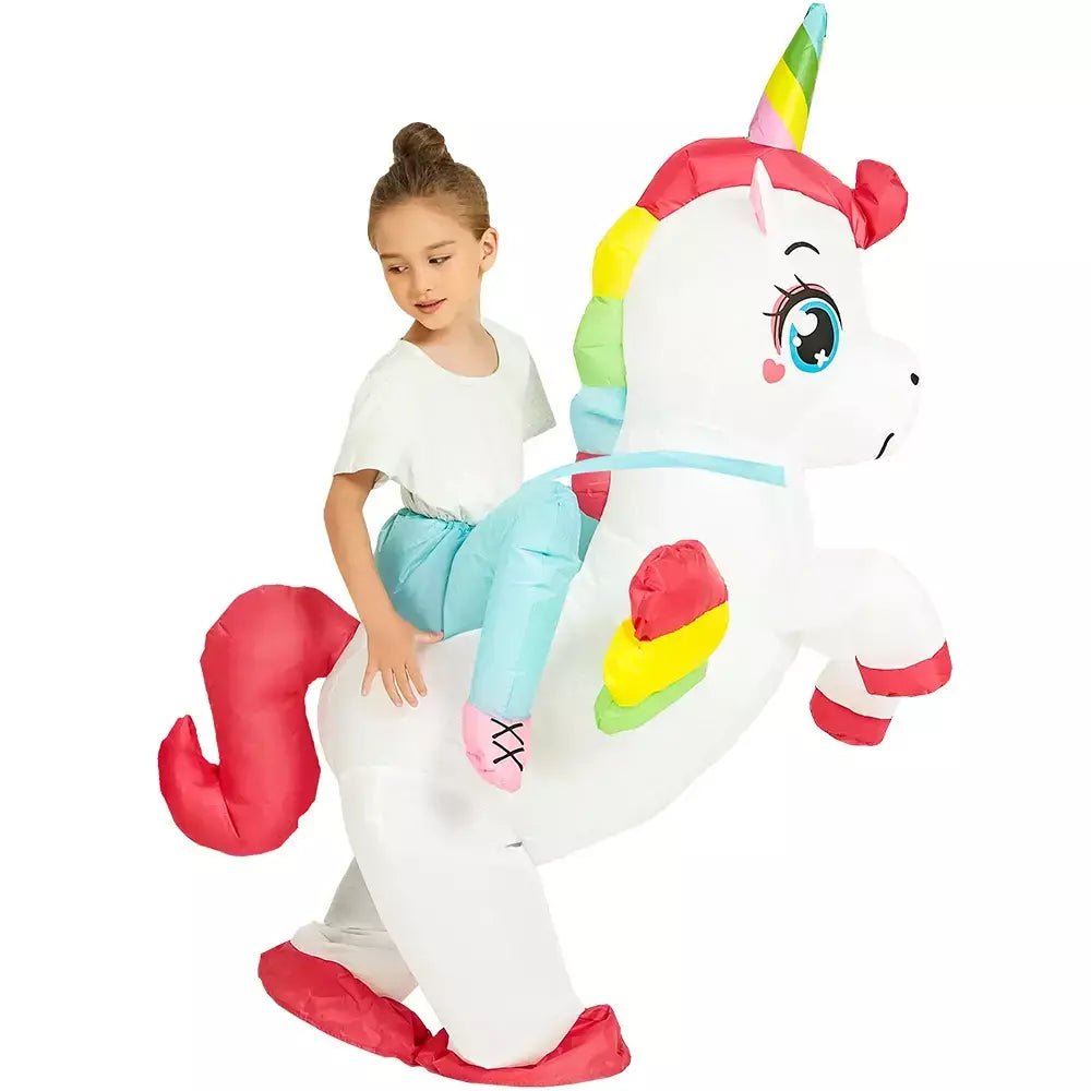 Vestuário colorido unicórnio animal trajes infláveis terno anime purim halloween carnaval festa cosplay traje para crianças adultas
