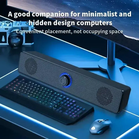 Xikcu sem fio bluetooth e pc soundbar com fio alto-falante alimentado por usb soundbar para tv pc portátil sistema de áudio surround de cinema em casa