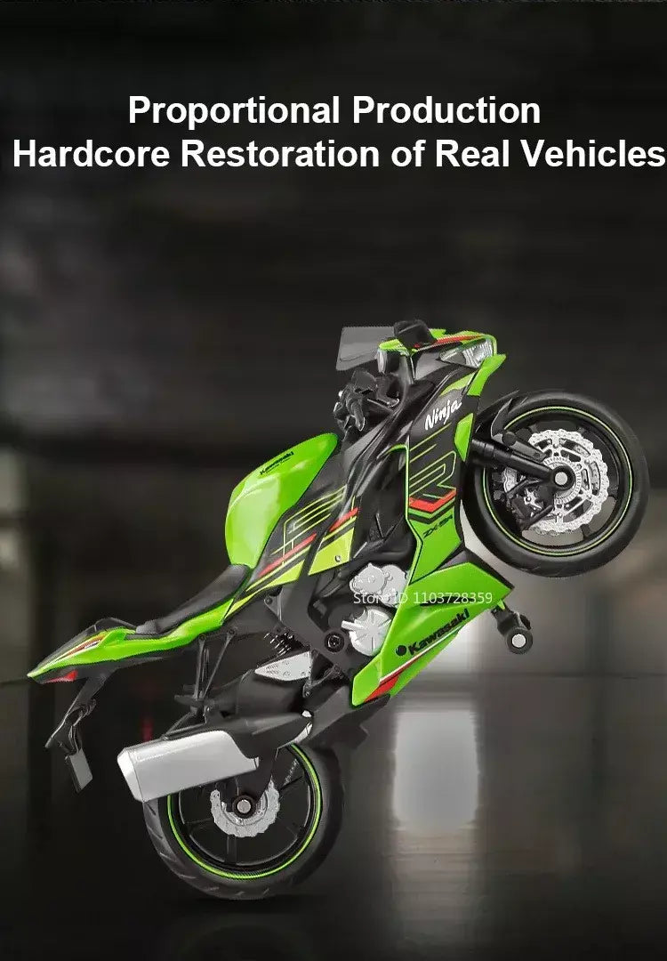 1:12 sportster modelo de brinquedo motocicletas liga diecast nijia ZX-6R motos som luz absorção choque pneus borracha crianças presente