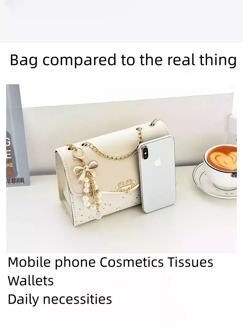 Lantejoula embelezada PU poliéster bolsa crossbody para senhoras, bolsa de ombro pequena, pingente cruz quadrada borla, moda na moda