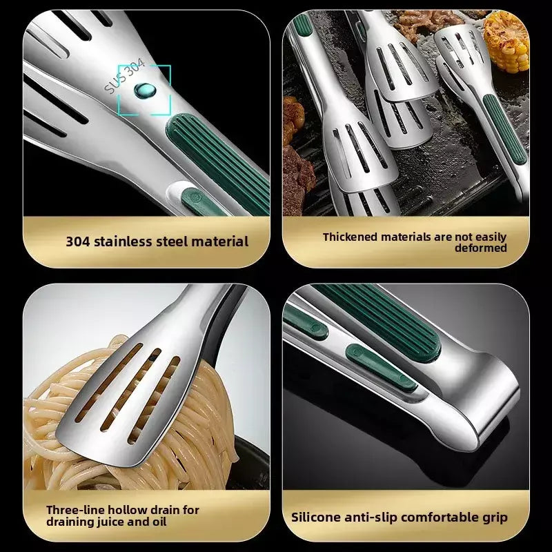 ? 304 pinças de alimentos de aço inoxidável-multipurpose grelhar churrasco cozinha pinças utilitárias para cozinhar, servir carne, legumes
