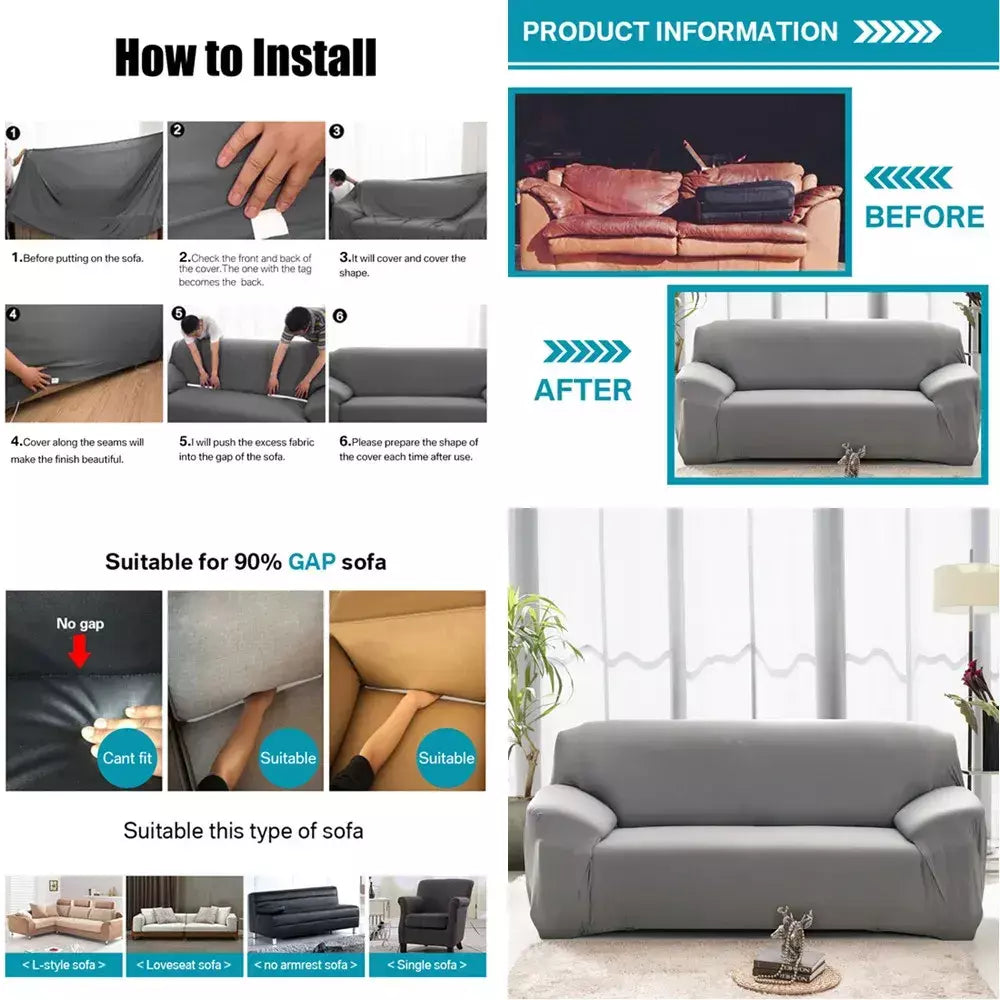 Capas de Sofá Elásticas Monocromáticas para Sala, Espessamento Slipcovers de Canto Seccional, Capa de Sofá, Forma L, Precisa comprar 2Pcs Cover