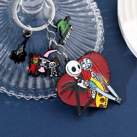 O pesadelo antes do natal chaveiro sally jack skellington halloween chaveiros porta-chaves do carro para casal jóias presentes