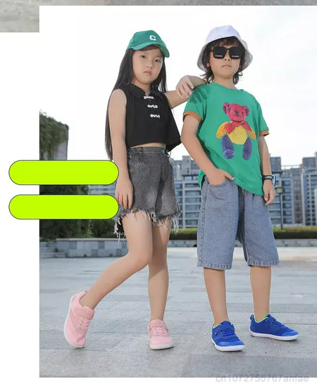 Novos meninos meninas tênis crianças largas sapatos descalços naturalmente spracam sapatos da criança pequena grande criança