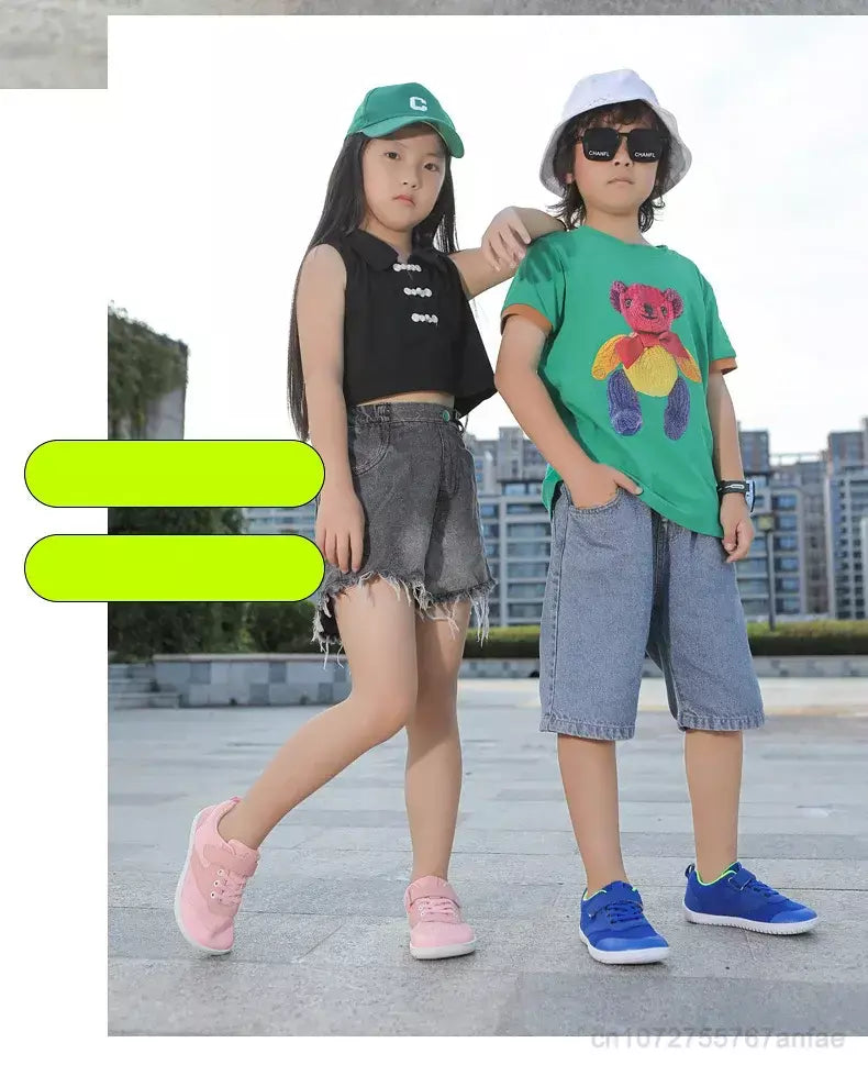 Novos meninos meninas tênis crianças largas sapatos descalços naturalmente spracam sapatos da criança pequena grande criança