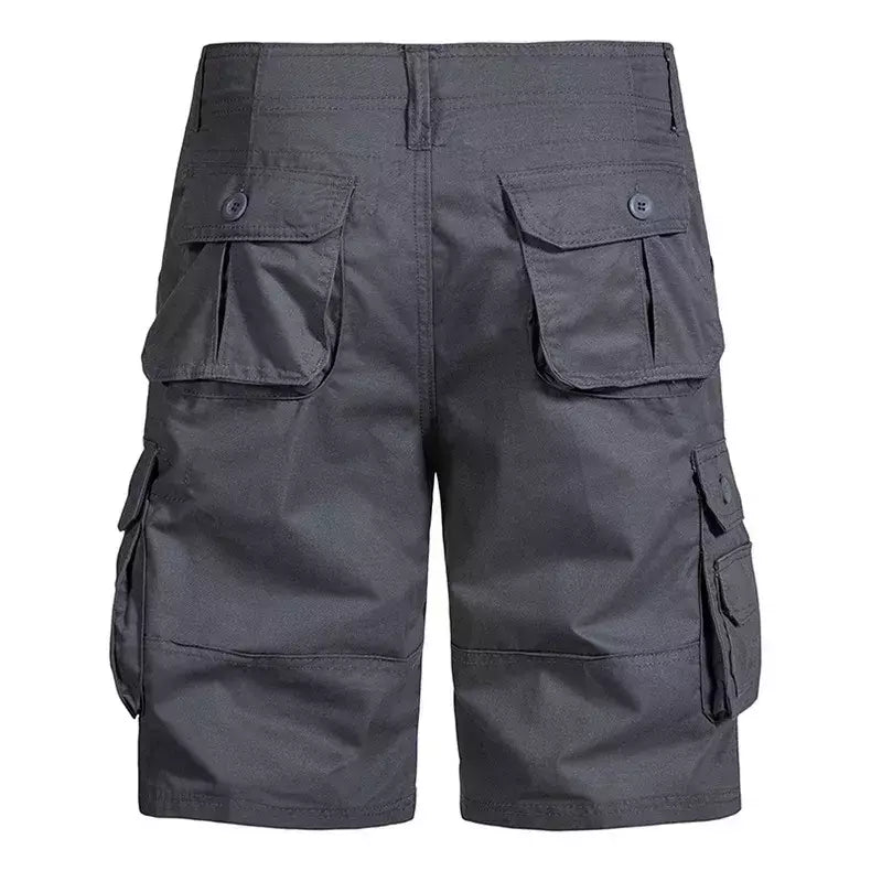 Calções de algodão de bolso múltiplo masculino, macacão de cor sólida de alta qualidade, casual ao ar livre, calças curtas esportivas, novo verão