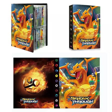 Álbum de cartões 4/9 protetor 240/540 pçs cartão livro mapa carta titular pasta dos desenhos animados charizard mewtwo vmax gx cartões coleção pasta