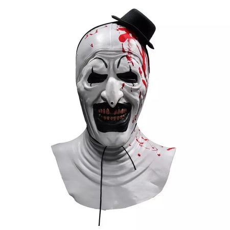 Horror Terrifier Palhaço Cosplay Máscara, Látex, Suave, Demônio, Mal, Coringa, Festa de Halloween, Fantasia, Adulto, Tamanho Único