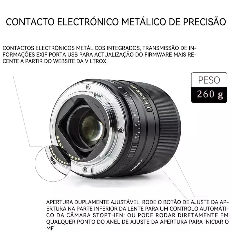 ?Do Brasil?Viltrox AF 23mm F1.4 Lente de câmera com foco automático APS-C para Sony E ZVE10 A6700 Fujfiilm XF Nikon Z Screen Z6 Z8 23 1.4