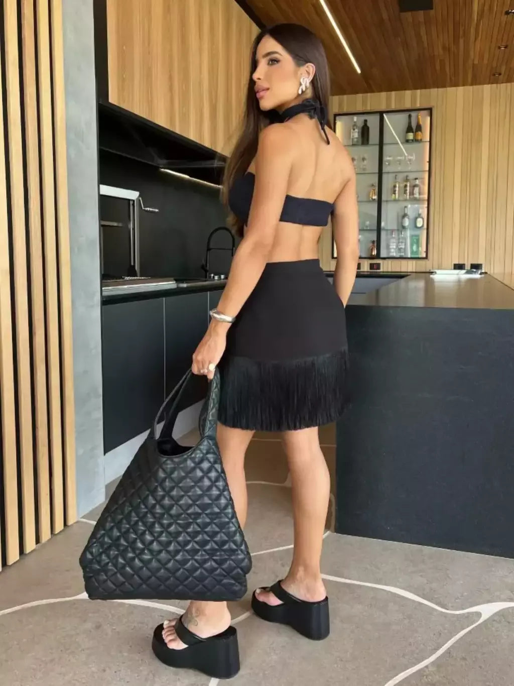 Conjunto sexy de biquíni feminino, sutiã de renda, mini saia, férias de praia, fato de banho feminino casual, 2 peças, verão