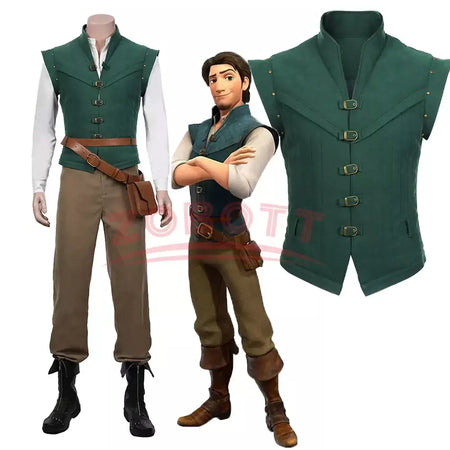 Anime flynn rider emaranhado rapunzel cosplay traje adulto carnaval uniforme halloween anime trajes do príncipe acessórios