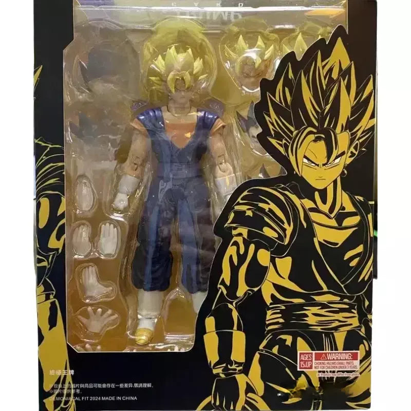 Dragon Ball Z SHF Vegetto Figura de ação Super Saiyan SSJ Cartão Vegetto Goku Vegeta Anime Modelo Brinquedo Estátua de PVC Coleção Presentes