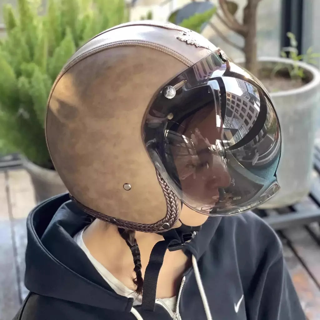 Capacete de motocicleta bolha escudo viseira anti-nevoeiro proteção uv lente hd para capacete retro rosto aberto meio capacete bolha óculos lente