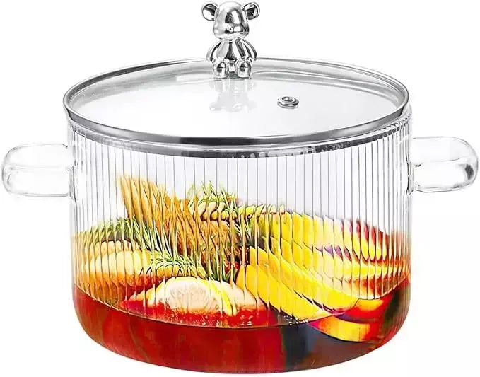 Pote de sopa de orelha dupla engrossado com tampa pote de vidro de alto borosilicato doméstico conveniente sopa macarrão instantâneo panela de leite