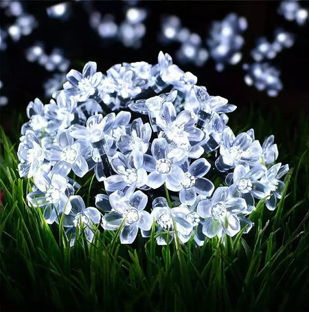 Led solar luzes da corda flor de cerejeira guirlanda luzes ao ar livre solar jardim pátio decoração luzes natal festa de casamento decoração