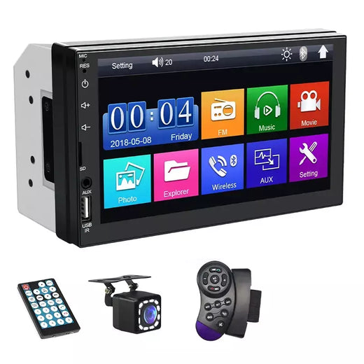 Hippcron 2din rádio do carro multimídia mp5 player com fio carplay android auto 7 "tela de toque fm aux entrada bluetooth suporte câmera