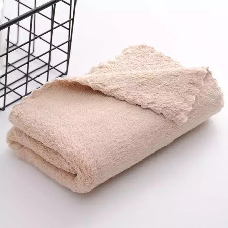 Toalha de rosto absorvente de microfibra grossa, alta densidade, velo coral, secagem rápida, macio, absorvente, limpo, rosto