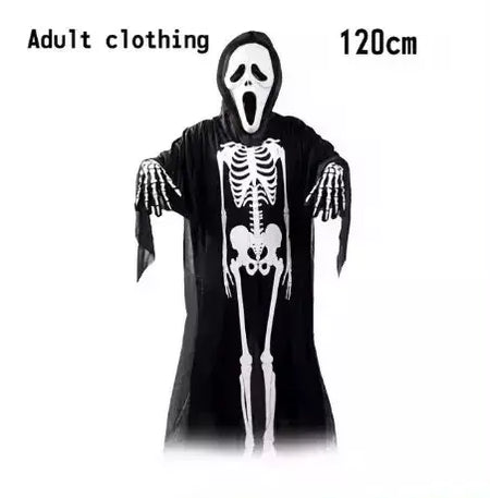 Fantasia de Cosplay de Halloween para Crianças e Adultos, Esqueleto Durável, Robe Fantasma, 2025