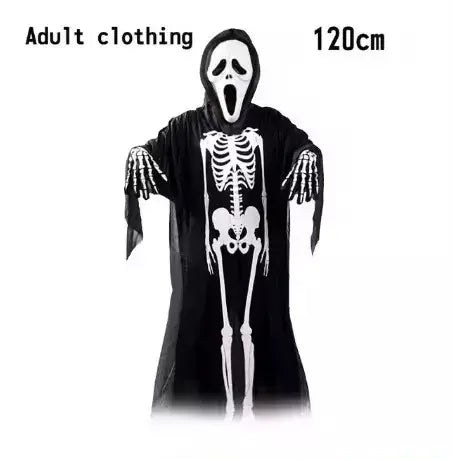 Fantasia de Cosplay de Halloween para Crianças e Adultos, Esqueleto Durável, Robe Fantasma, 2025
