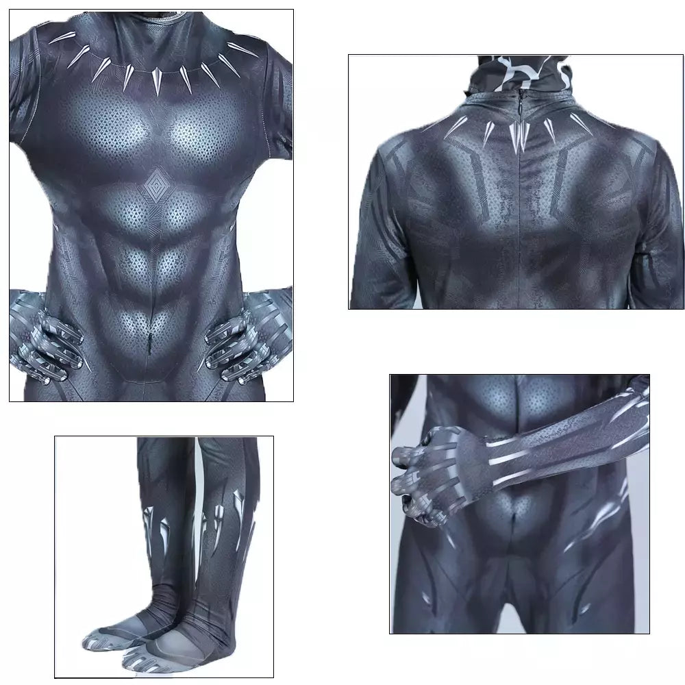 Meninos pantera negra collants super-herói filme personagem cosplay justiça herói máscara conjunto halloween vestir-se crianças fantasia traje
