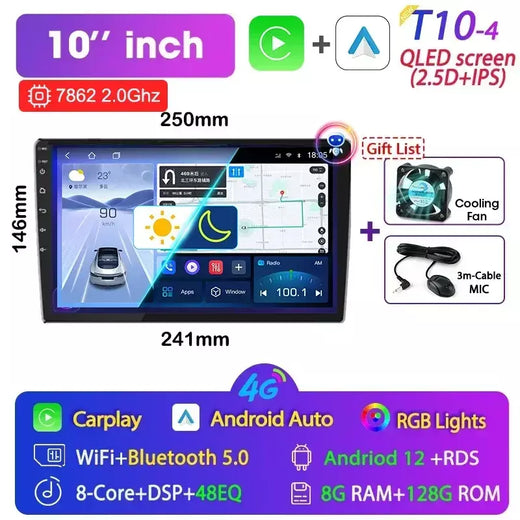 Srnubi 7 9 10 ''Android 12 2 Din Rádio de carro para Toyota VW Kia Nissan Honda Lada Ford Reprodutor multimídia Carplay Estéreo 4G GPS DVD