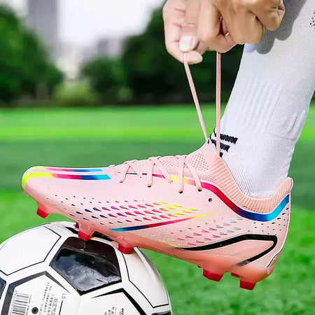 Tênis de futebol antiderrapante leve profissional masculino, grampos macios, tênis de treinamento de gramado, esportes ao ar livre