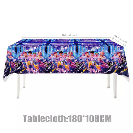 Conjunto de talheres para decoração de festa de aniversário, caçadores de demônios, copo, prato, guardanapo, banner, balão, meninas, coreano, kpop, anime, suprimentos de festa, decoração