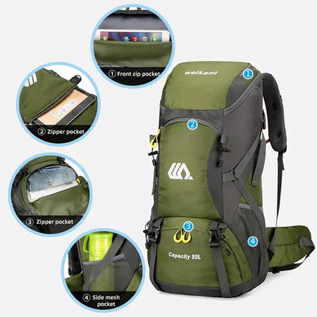 50l mochila de viagem acampamento dos homens grande caminhadas saco turista à prova dwaterproof água esportes ao ar livre escalada montanhismo saco bagagem