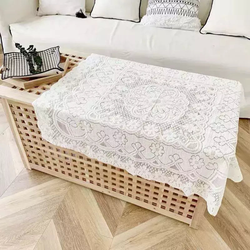 Toalha De Mesa De Renda Branca, Cobertura De Mesa De Jantar, Decoração De Festa De Casamento, Tampas De Mesa, Sala De Estar, Decoração De Mesa
