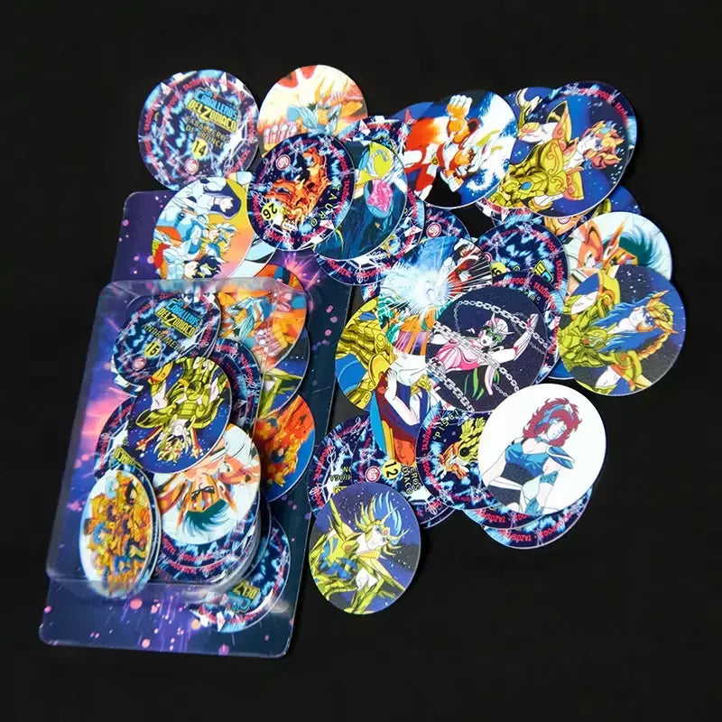 Lote De Tazos Los Caballeros Del Zodiaco Saint Seiya 40/40 Sabritas Vintage Tasos Cartões Álbum Plástico Raro Taps Pogs