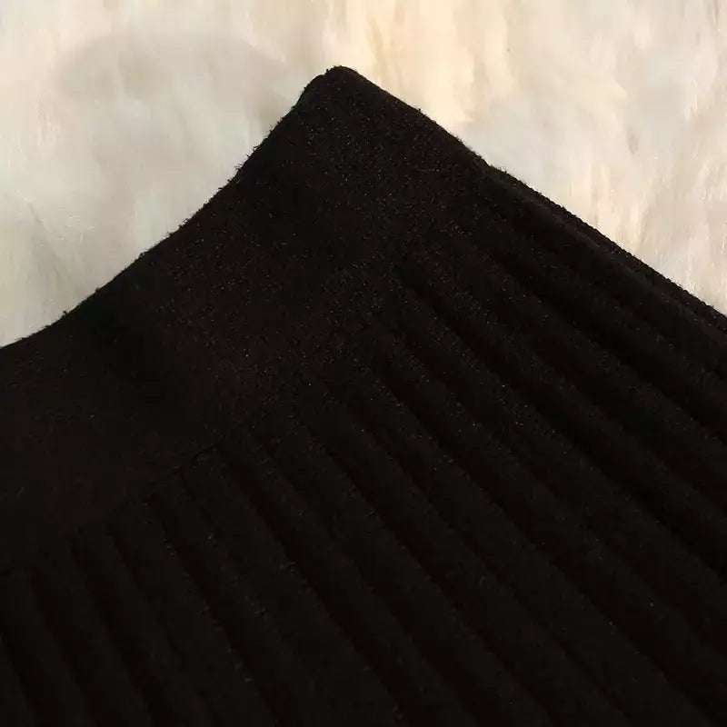 Míni saia plissada de malha feminina, cintura alta elástica, saia guarda-chuva linha A, casual sexy, curta, outono, inverno