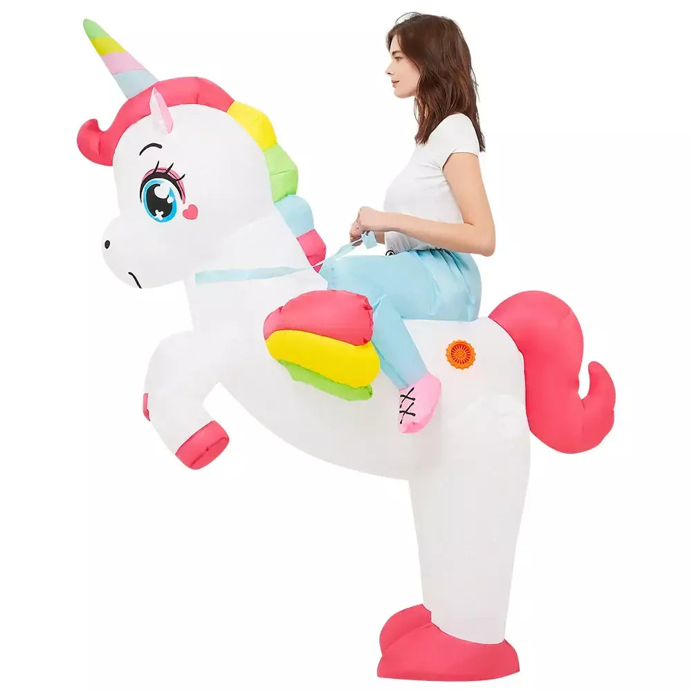Vestuário colorido unicórnio animal trajes infláveis terno anime purim halloween carnaval festa cosplay traje para crianças adultas
