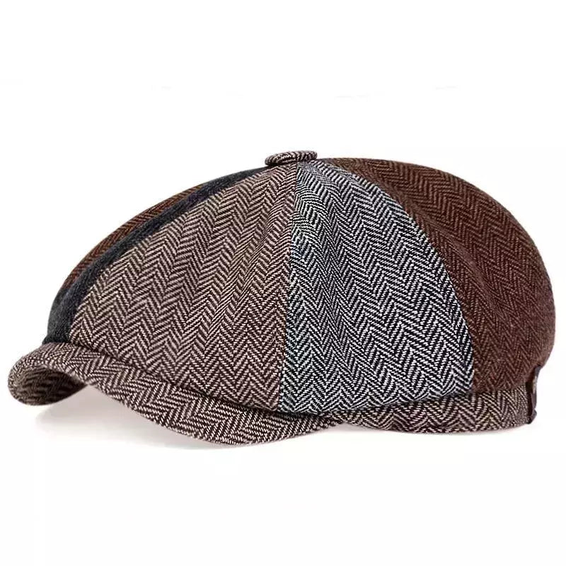 Selvagem casual masculino chapéu de jornaleiro, boné octogonal, britânicos pintores chapéus, boinas, espinha de arenque bonés lisos, boinas hip hop, outono, inverno
