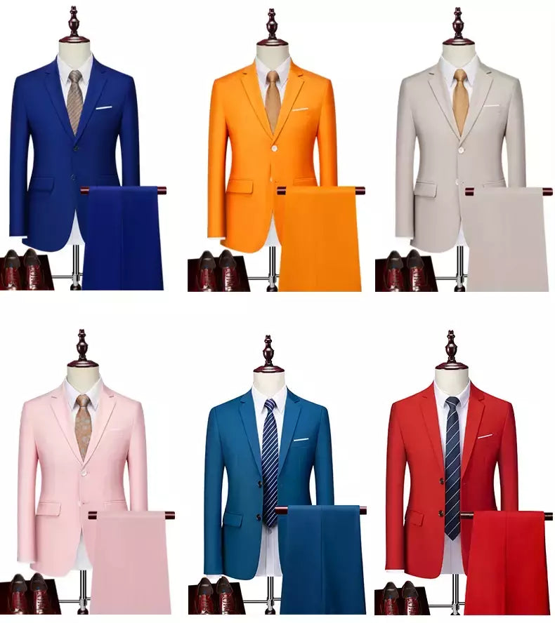 (Jaqueta + Calças) Últimas Homens Terno Set Blazers Formais Slim Fit Negócios Smoking 2 Pcs Terno Do Noivo Vestido de Noiva Homem Terno S-6XL