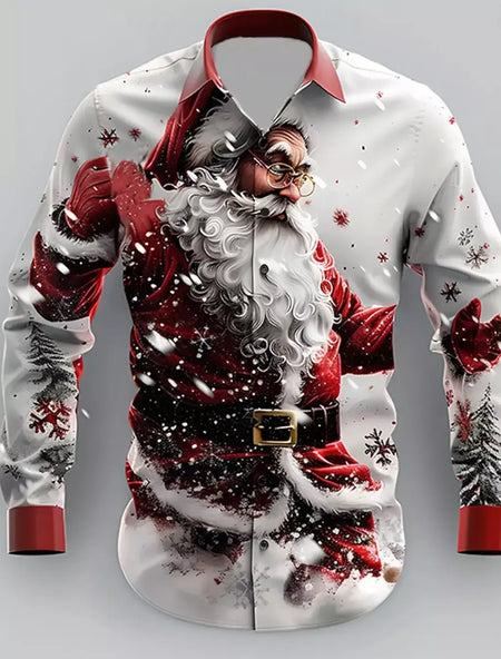 2024 novo estilo de natal papai noel camisa gráfica para homens casual vintage impressão 3d manga longa roupas feriados festa y2k topos