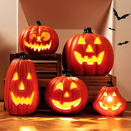 Decoração de halloween abóboras lâmpada para casa quintal jardim ao ar livre decoração halloween horror casa crânio festa adereços brilho no escuro