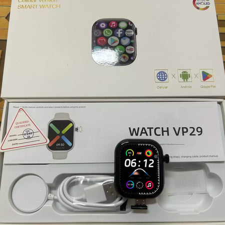 Vp29 smartwatch 5g android 256gb de armazenamento 4g/5g lte cartão sim gps wifi 2.29 polegadas 490*580 amoled relógio inteligente com câmera rotativa de 8mp
