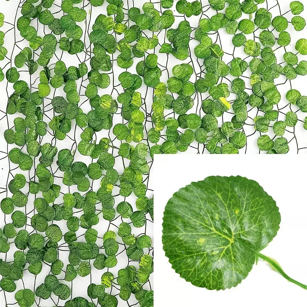 Folha de hera verde artificial rattan trepadeira folhas videira pendurado guirlanda diy flores falsas plantas para jardim festa de casamento decoração de casa