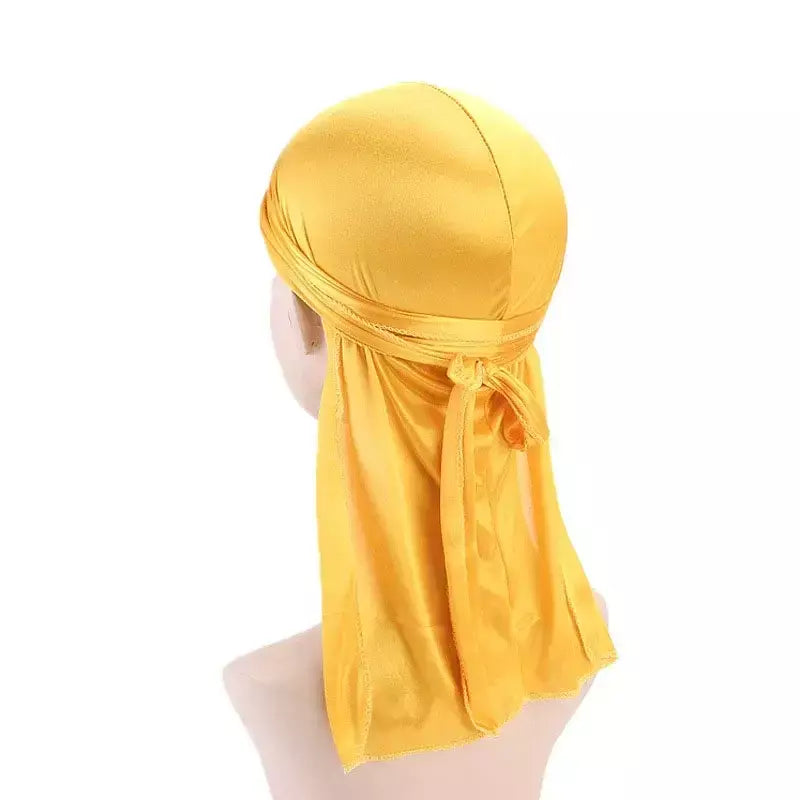 Elasticidade baotou boné faixas de cabelo simulação sedosa durag cauda longa chapéu pirata bandana turbante para crianças criança fita acessórios