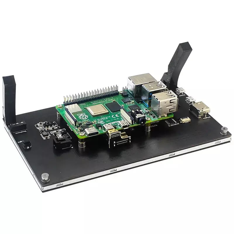 7 Polegada display portátil ips lcd tela de toque capacitivo 1024x600 monitor alto-falantes opcionais para raspberry pi 5 4b 3b + computador portátil