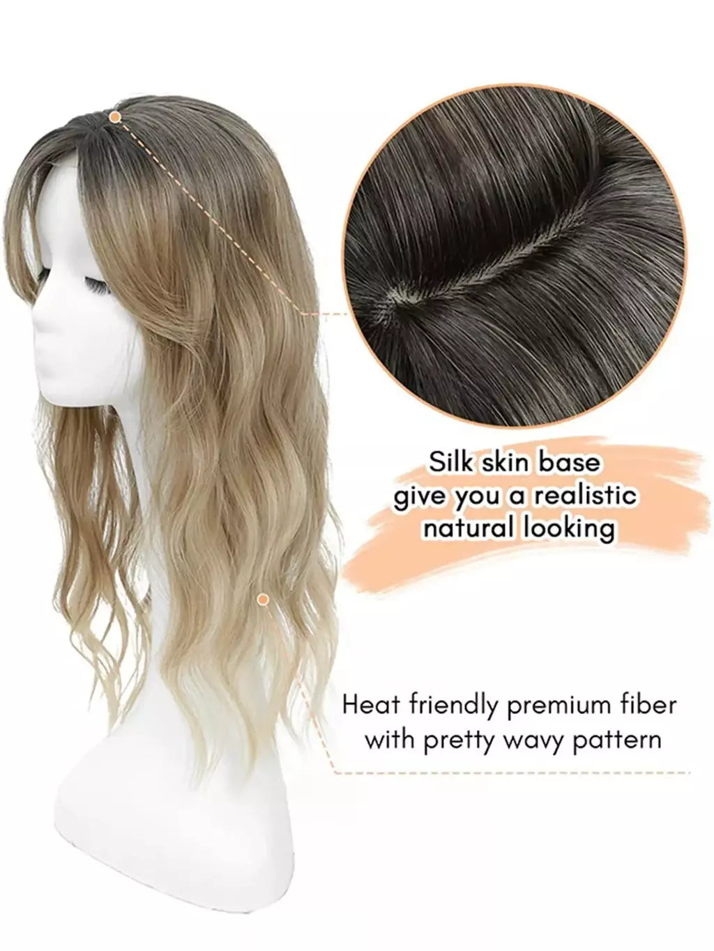 Toppers de cabelo ondulado de 22 polegadas para mulheres toppers peças de cabelo para mulheres com desbaste cabelo ombre destaque peruca sintética clipe no cabelo