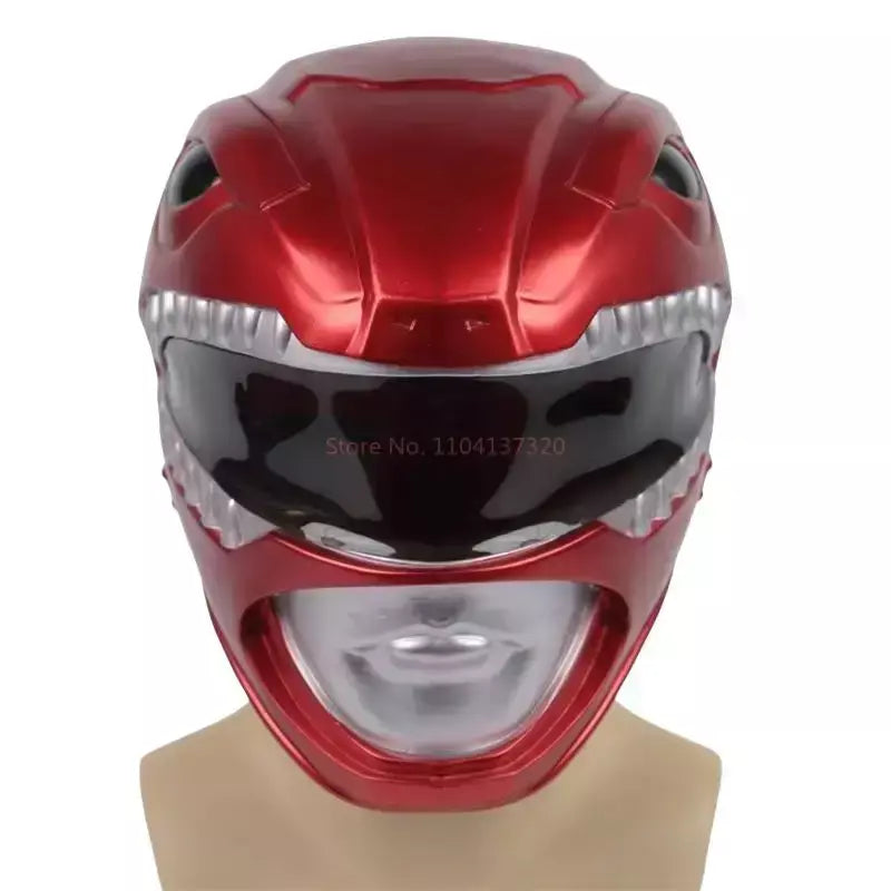 Em estoque halloween power rangers capacete super-herói equipe guerreiro vermelho cosplay máscara acessórios traje para adultos crianças presente de halloween