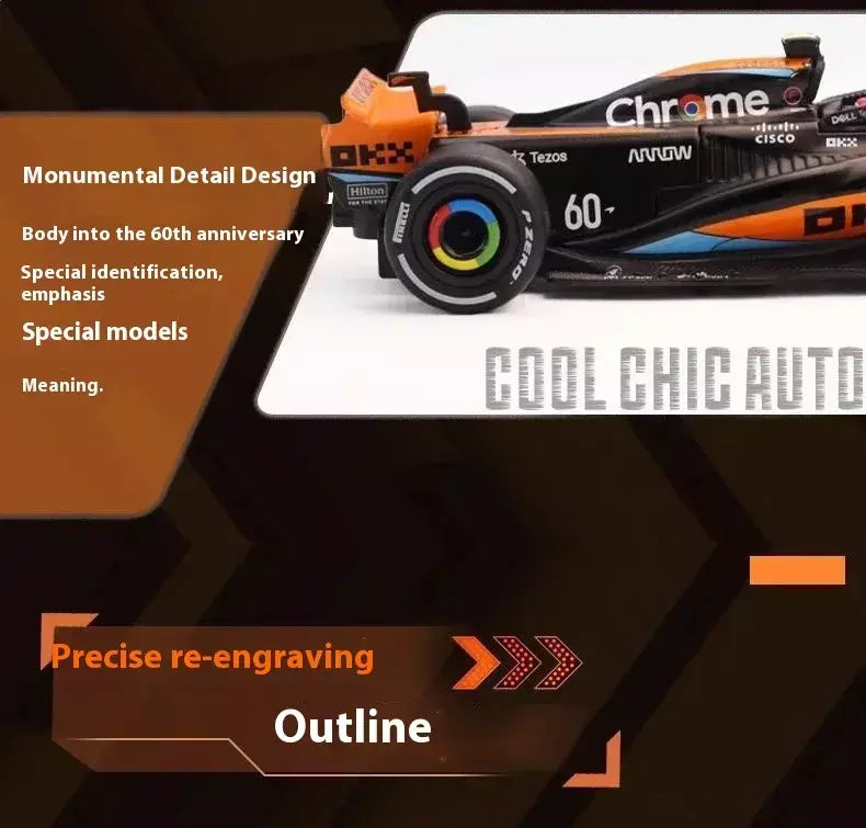 1:43 MCL60 2023 4 # Lando Norris P2 British GP Mclaren F1 #81 Oscar Piastri Diecast coleção de modelos de liga de amor clássico Hobby