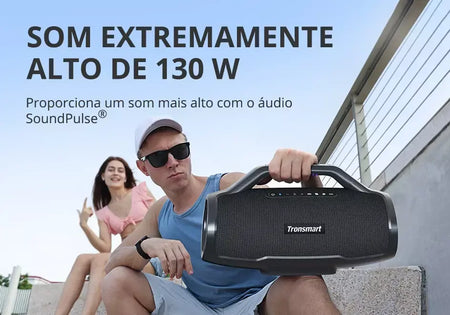 [do Brasil] caixa de som bluetooth Tronsmart Bang Max Alto-falante 130W com 3 Way Sistema de Som, 30h playtime, Sync Up 100 + alto-falantes, Controle APP