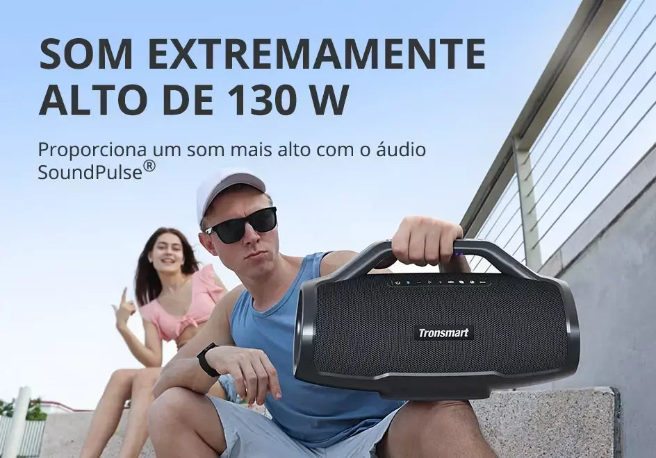 [do Brasil] caixa de som bluetooth Tronsmart Bang Max Alto-falante 130W com 3 Way Sistema de Som, 30h playtime, Sync Up 100 + alto-falantes, Controle APP