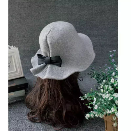 Chapéu de lã de bowknot vintage feminino, Fedoras para senhoras, cúpula de feltro para casamento Igreja Jazz, boné feminino elegante, outono e inverno